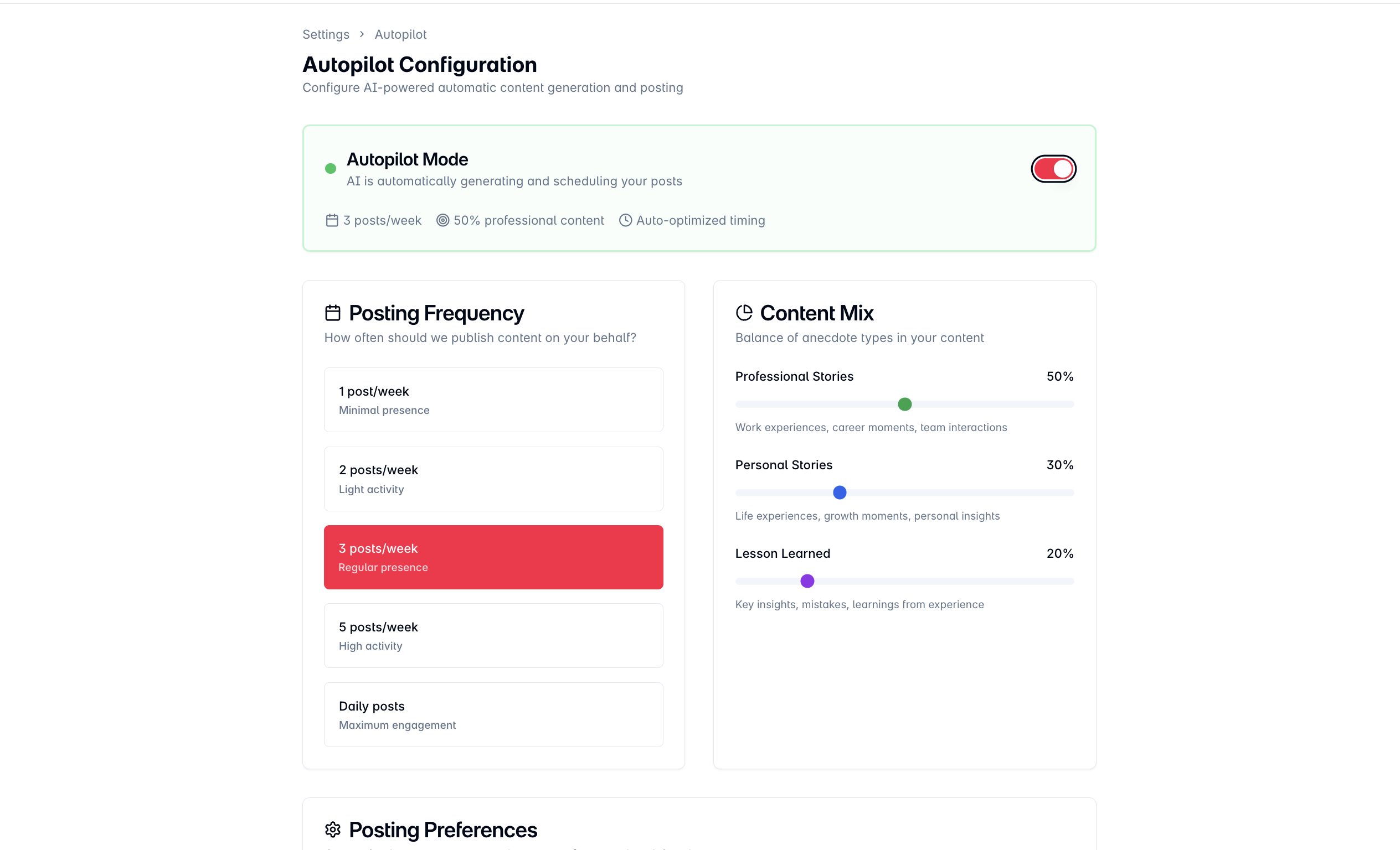 YALG Dashboard - LinkedIn Content Generation